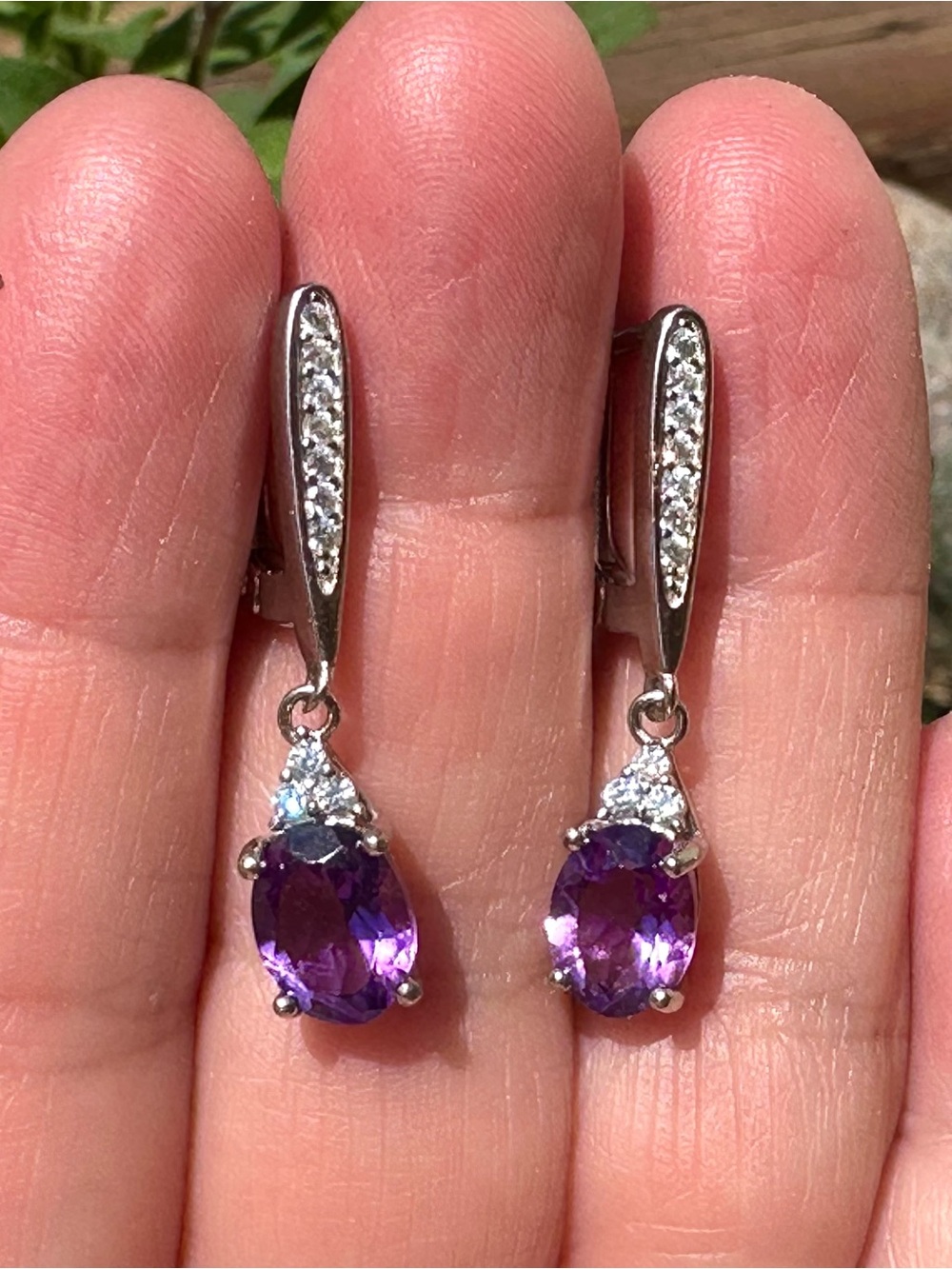 Amethyst Dangle Earrings, Sterling Silver, BRAND NEW